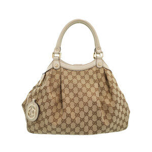 Gucci Sukey Tote bag GG monogram canvas leather trim White